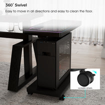 Black Eureka Ergonomic Cpu Cart With 360-Degree Swivel and Lockable Wheels for Modern Workspace, Easy to Clean the Floor.