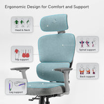Ergonomic Design for Comfort and Support, Silver Gray, Fabric