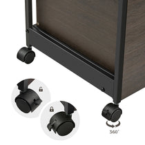 23 Rolling File Cabinet With Lockable Casters, 360-Degree Swivel Wheels, and Rustic Brown Finish.