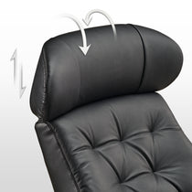 Matteo Lounge Chair Black Leather Headrest Detail, Ergonomic Design for Comfort.