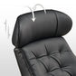 Matteo Black, Genuine Leather Reclining Swivel Arm Chair with Adjustable Headrest & Ottoman