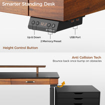 Smarter Standing Desk Features Up/Down Height Control, Memory Presets, Usb Ports, and Anti-Collision Technology.