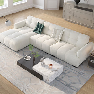 141'' Italian Craftsmanship Block Aesthetics White Sofa for Living Room