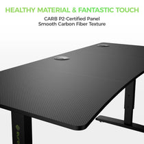 Eureka Ergonomic Gaming Desk With Carbon Fiber Top, Carb P2-Certified Panel, and Smooth Texture for Ergonomic Workspace.