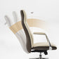 Royal Slim Executive Office Chair: Cream Leather, Ergonomic Design, Adjustable Backrest (90°-135°).