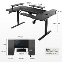 Eureka Ergonomic 74 U-Shaped Standing Desk in Black, Ergonomic Design, With Accessories.