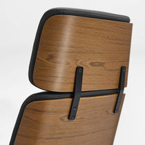 Mathias Marcel, High Back Office Chair Curved Wood Back Detail