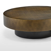 35 Brown Coffee Table With Bronze Top and Black Base, Modern Living Room Furniture.