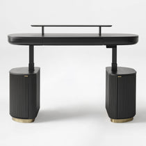 Eureka Ergonomic Opal executive fluted  standing desk Black Front view in the raised position