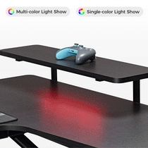 Eureka 74'' U-Shaped Standing Desk, Monitor Shelves with RGB Lighting Switching