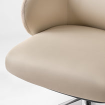 Eureka Ergonomic Close-up of beige Royal Rowan microfiber leather executive chair seat showing subtle stitching and perforation details.