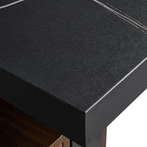 Eureka Ergonomic Zen Pro Executive Standing Desk Detail, Black Sintered Stone Top and Edge.