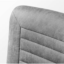 Cole Task Office Chair Backrest Detail, Gray Pu Leather, Quilted Design, Ergonomic Seating.