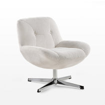 Eureka Ergonomic Henry Swivel Lounge Chair - Off-White Chenille, 360° Rotation.