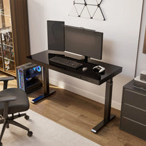 Eureka Ergonomic GTG-G55 Glass Gaming Standing Desk With Dual Monitor Setup, Rgb Gaming Pc.