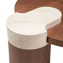 41 Walnut Coffee Table With Marble Accent. Solid Wood Construction With a Modern Design.