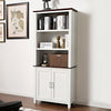 Ark ES, 77'' Display Bookshelf with Storage Cabinet, White - White