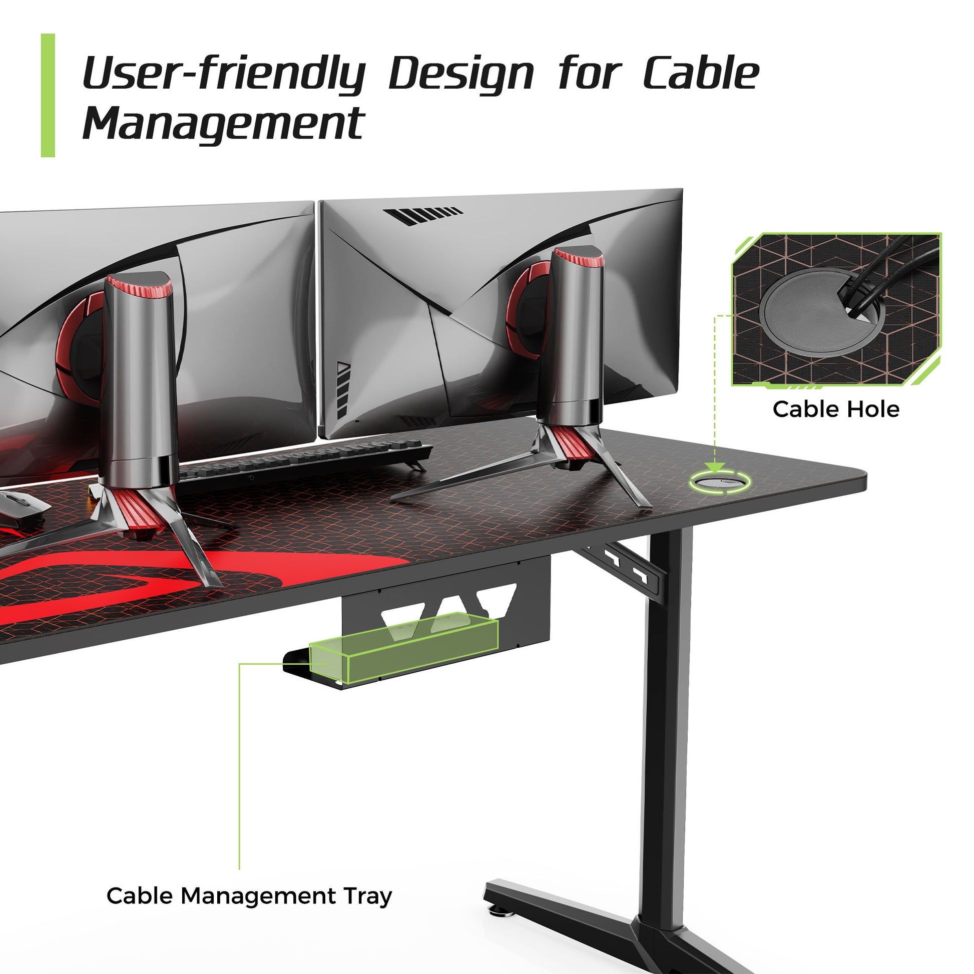 Eureka Ergonomic Curved Gaming Desk With cable management 