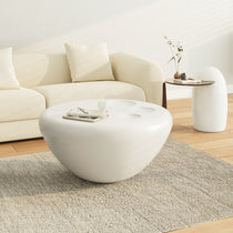 Modern White Cat Claw Coffee Table Set With Penguin Side Table in Living Room.