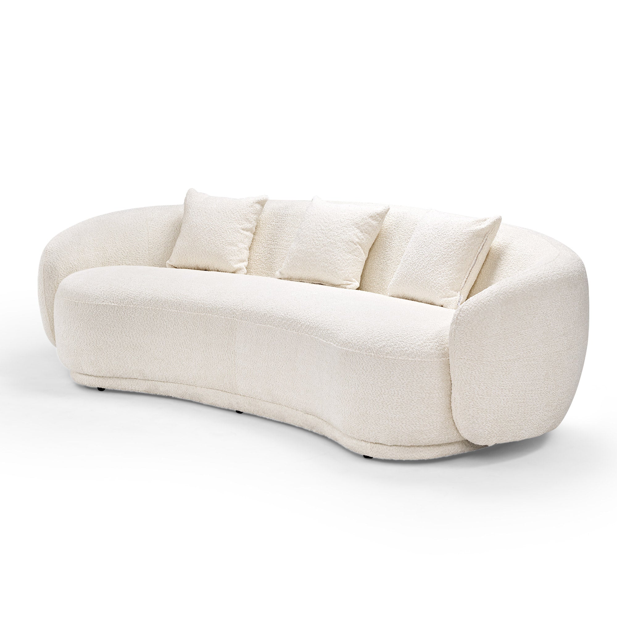 Sf02 White Modern Cashew Shaped Sectional Sofa Set With Sherpa Fabric