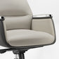 Royal II Executive Ergonomic Office Chair Armrest Detail - Cream Leather, Gray Trim, Ergonomic Design.