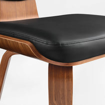 Belmar Black Leather Dining Chair With Wooden Frame - Ergonomic and Stylish.