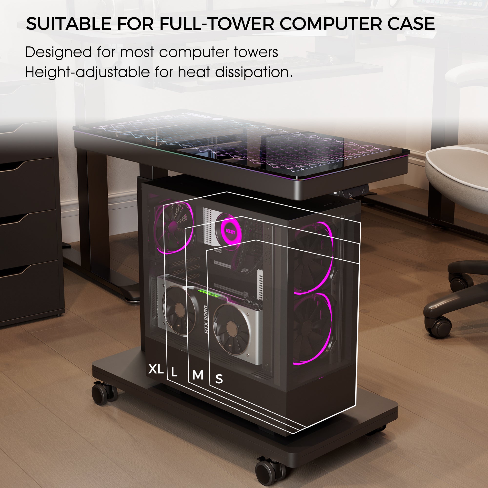Computer Accessories PC Stand Rolling Cart with Wheels and Mouse Pad
