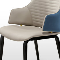 Juliet Dining Armchair Detail: Cream Seat, Blue Accents, Modern Design.