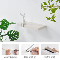 Eureka Ergonomic Floating Wall Shelf Installation. Featuring Mounting Bracket, Shelf Sliding, and Shelf Fixing.