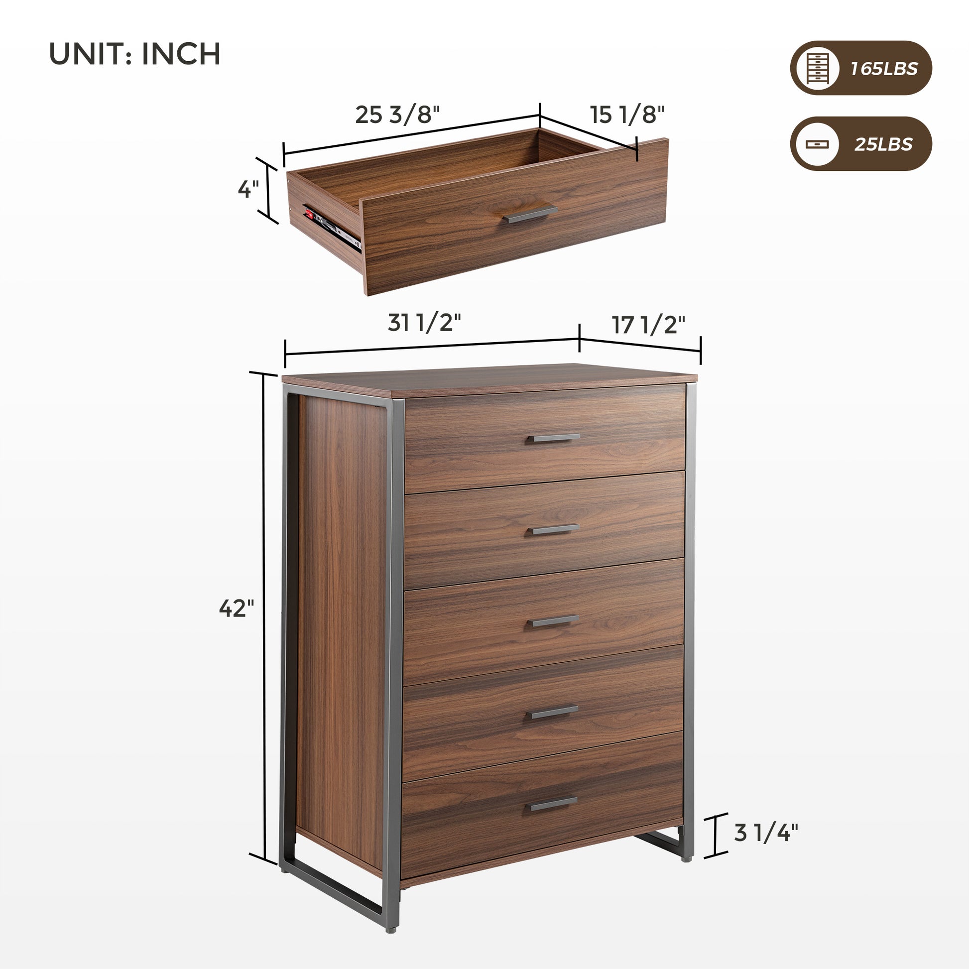 Five-drawer cabinet chest for bedrooom living room 05