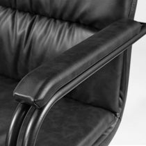 Regal Pu Leather Home Office Chair Detail: Black Armrest With Textured Pu Leather and Metal Accents.