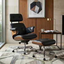 Eureka Ergonomic Mathias Standard black chair with Soft Pad Ottoman