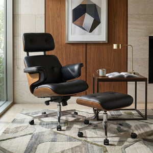 Eureka Ergonomic Mathias Standard black chair with Soft Pad Ottoman