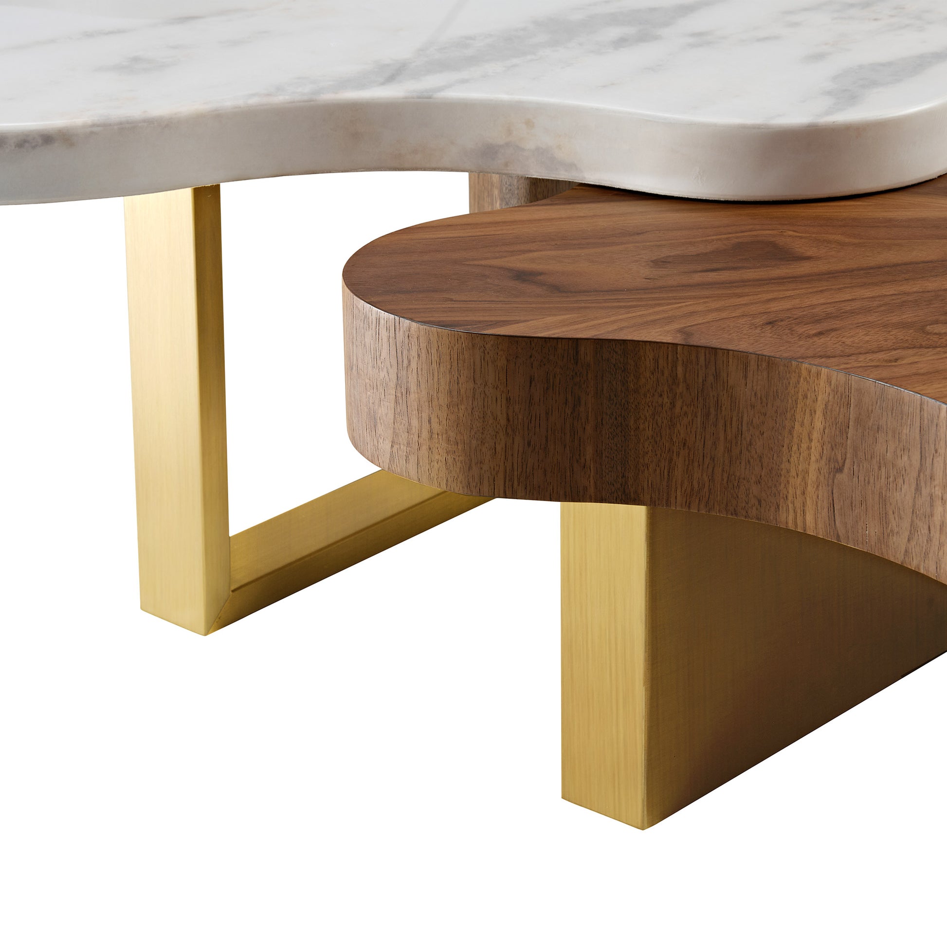 63" Cloud Shape Solid Wood Coffee Table Set MDF with walnut veneer and Smooth curve