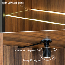 Wall Mounted Curio Cabinet Features With Led Strip Lighting and Adjustable Spotlight, Perfect for Decor Display.
