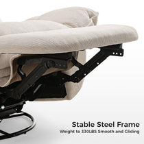 Grayson Power Recliner Chair With Stable Steel Frame, Smooth Gliding and Beige Fabric Detail.