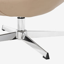 Norman Chenille Swivel Lounge Chair Chrome Base and Tan Seat Detail.
