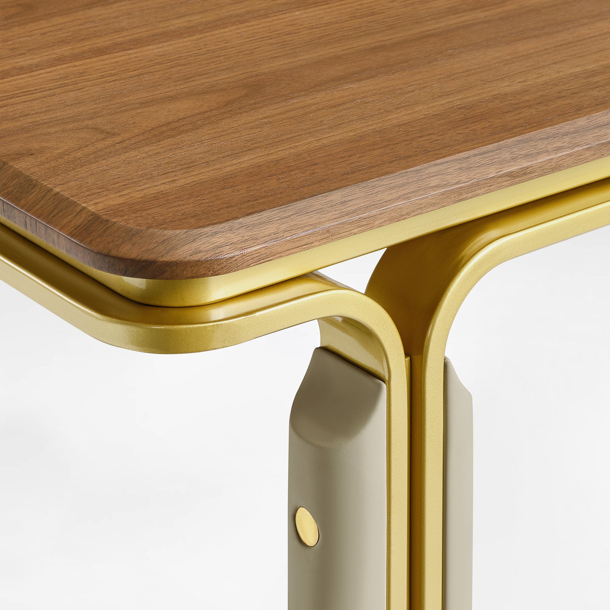 78 inch Zenith Series Office Desk with wood veneer and hollow frame connection detail.