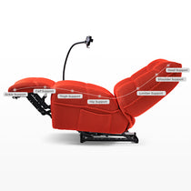 Red Linx Power Glider Recliner, Ergonomic Design With Techno 3D Fabric, Labeled Support Zones, Phone Mount, Modern Comfort.