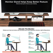 63" x 29" Walnut Height Adjustable Desk with RGB Monitor Stand