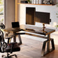 GTG-L60 PRO, L-Shaped Glass Desktop Gaming Standing Desk, Black-colored, Left Sided, RGB Light Up Gaming Desk, Glass Top, Dual Monitor Lifestyle