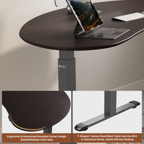 Eureka Ergonomic Cashew Shape Standing Desk in Dark Brown, Ergonomic Design With T-Shaped Metal Feet for Home Office.