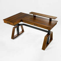 Eureka Ergonomic Ark Pro L-Shaped Walnut Standing Desk With Adjustable Height and Modern Design.
