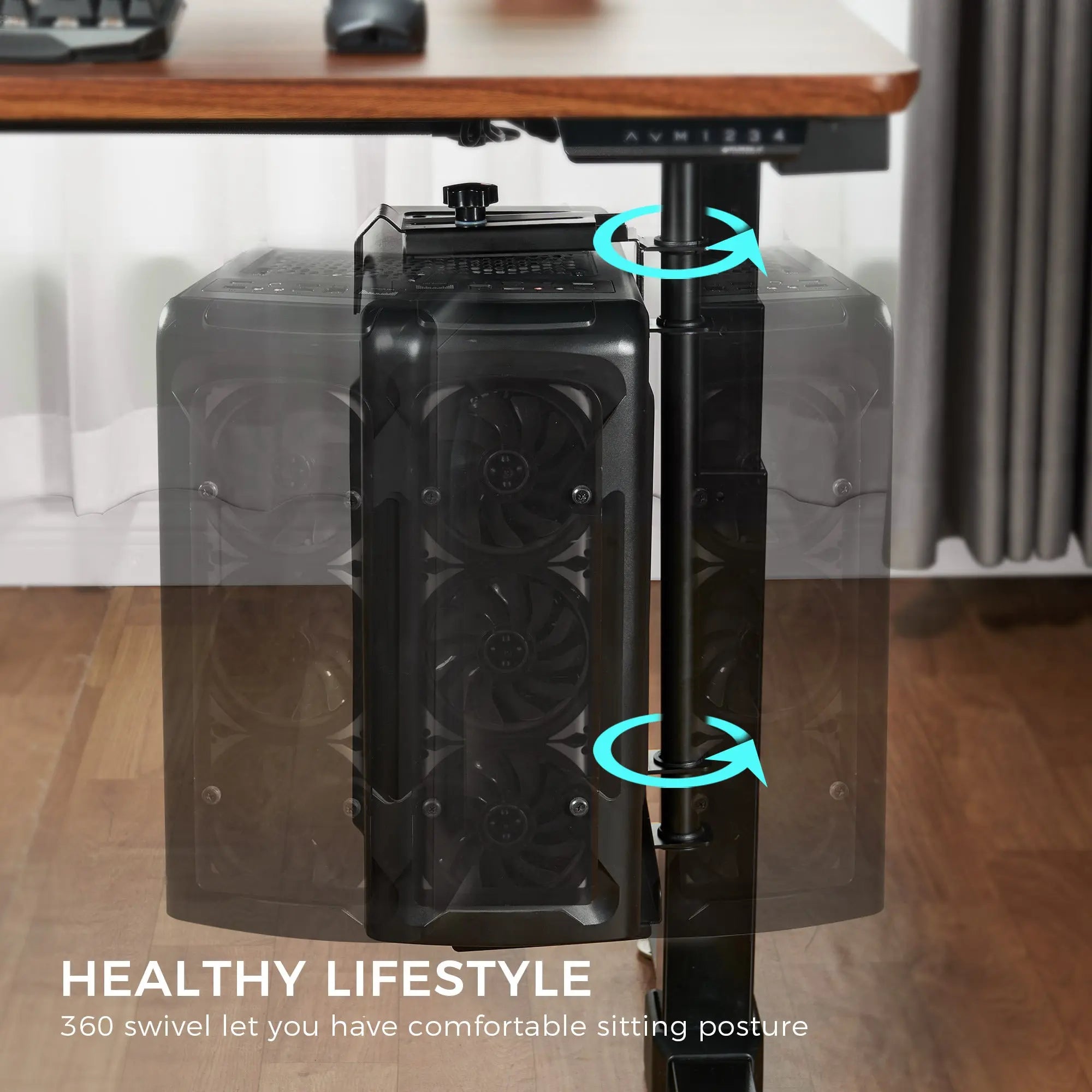 Black Practical Height & Width Adjustable CPU Holder | Eureka