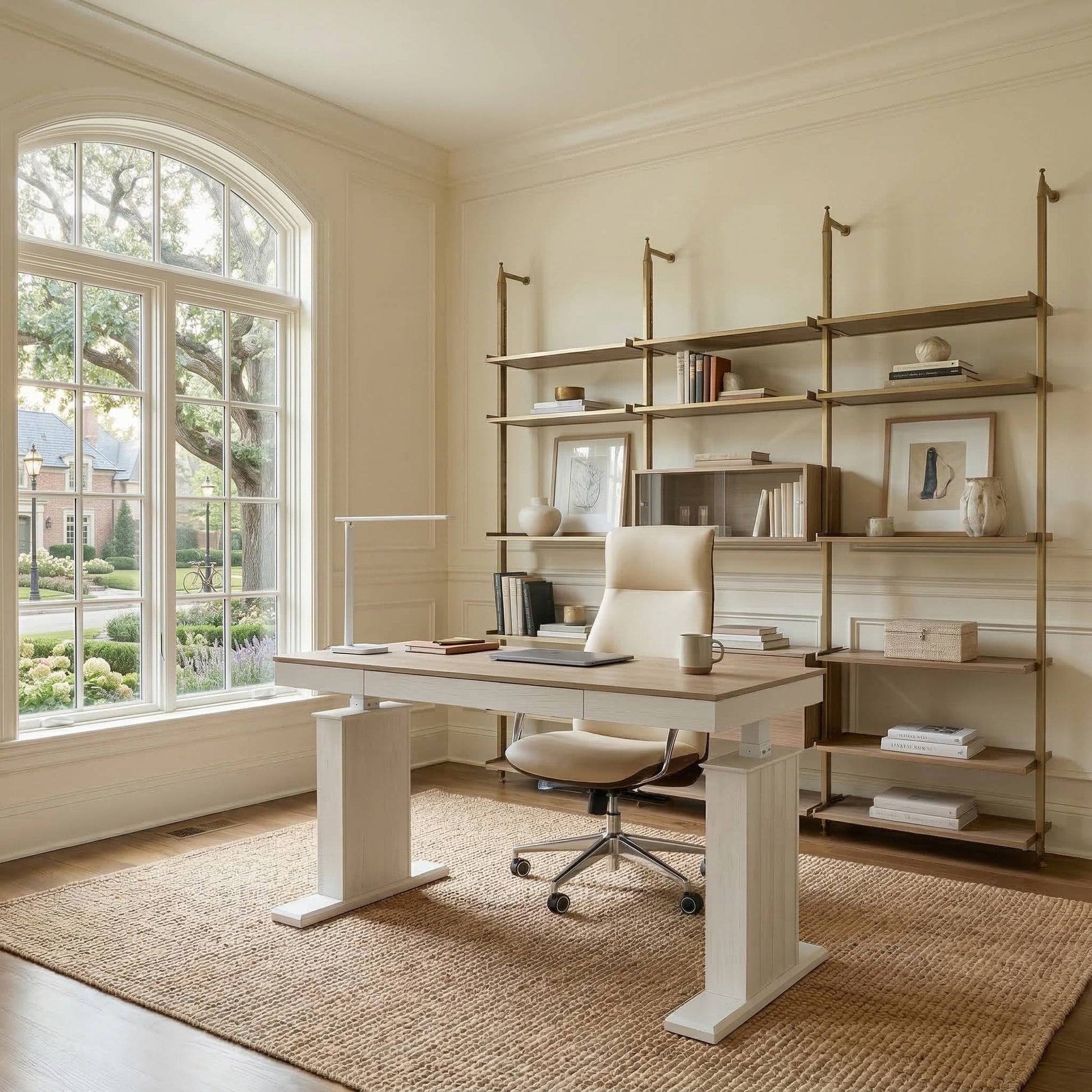 Eureka Ergonomic Executive Office Set with Ark SD Standing Desk and Office Chair for Manager Office Use.