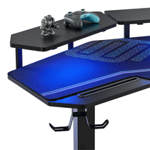 Black Eureka Ergonomic Aero Pro Standing Desk With Height Adjustment Control Panel and Cup Holder.
