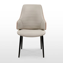 Juliet Dining Armchair, Brown/Blue, Modern Design, Light Grey Seat and Brown Armrests.