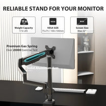 Eureka Ergonomic Single Monitor Arm. Supports Up to 17.6 Lbs, Max 32 Inch Screen, Made With Solid Aluminum.