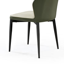Ember Dining Chair, Bottle Green Back With Cream Seat, Black Legs, Modern Dining Furniture.