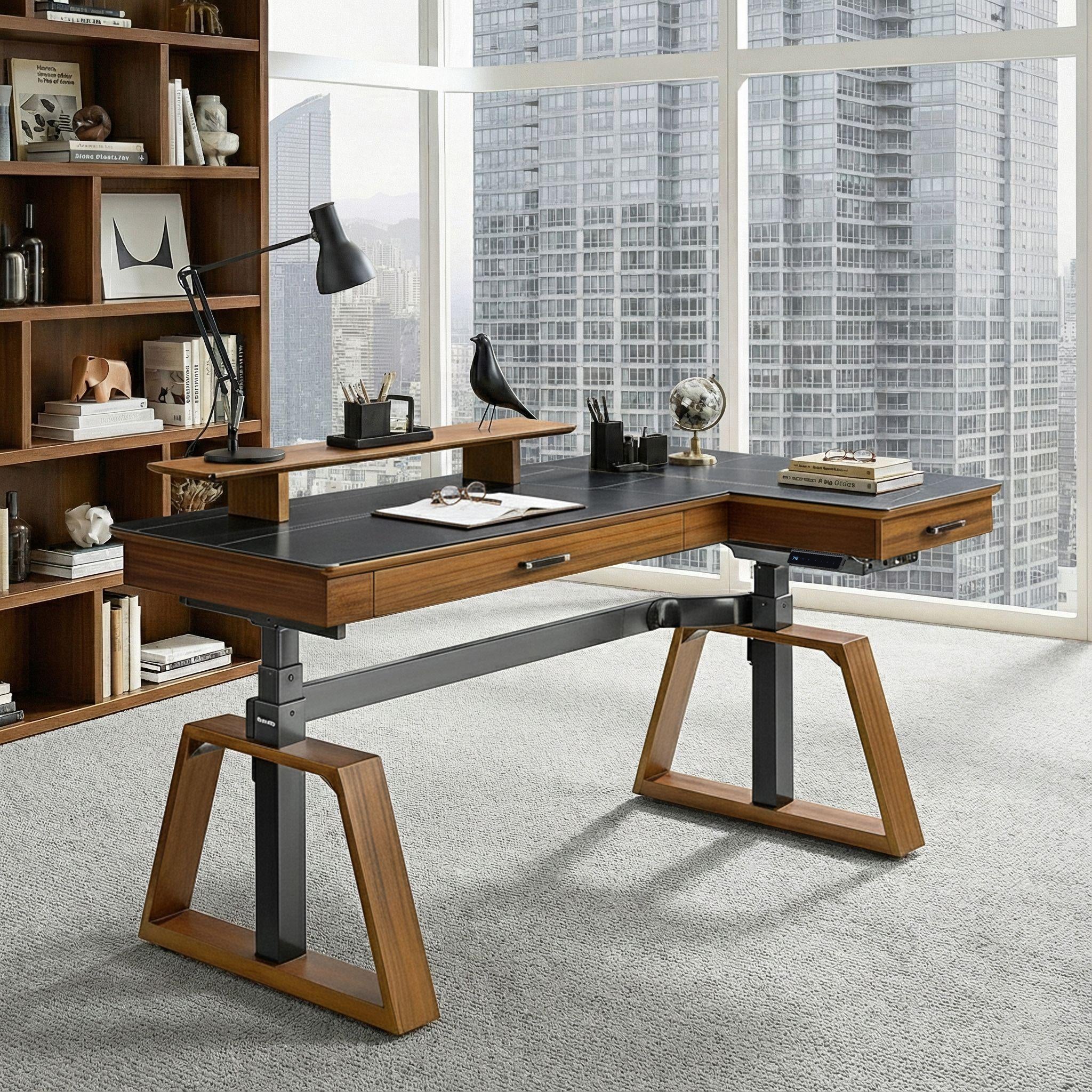 Eureka Ergonomic 63'' L Shape Executive Standing Desk with Slate Top